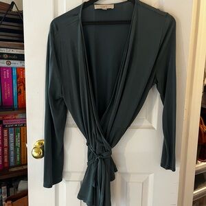 LOFT Dark Green Wrap Top